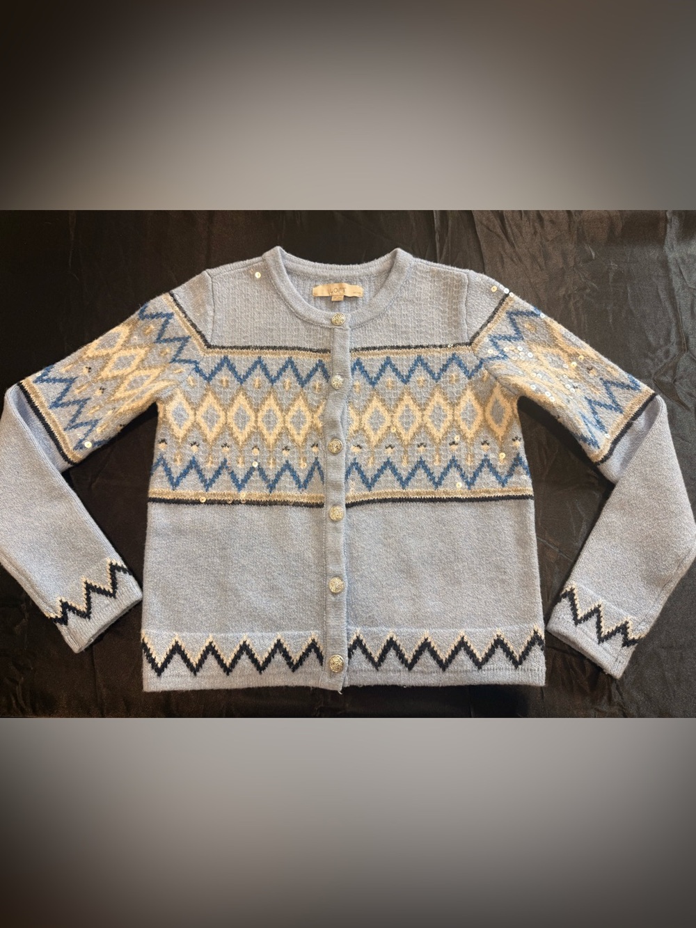 Loft Sequin Fair Isle Cardigan